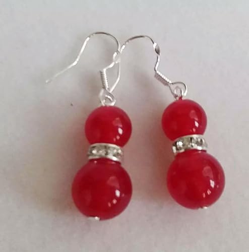 Parure en véritable jade rouge gemme 6-14mm de qualité supérieure