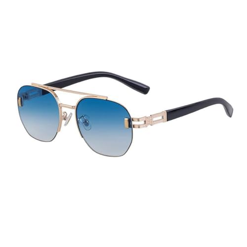 Lunettes de soleil de luxe rectangulaires en métal pour hommes, l'excellence des verres UV400