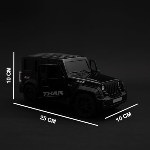 Image of The Flyers Bay 1:16 Scale Remote Control Thar Jeep 4x4 with Lights, Music, and Openable Doors | Built-in Arjan Valley Song | Rechargeable Off-Road SUV Car Toy for Kids (Thar Black)