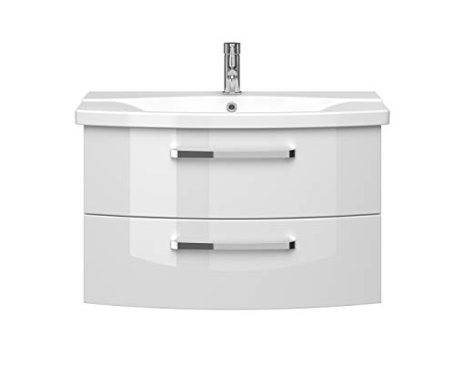 Pelipal FOKUS 4010 Bad Möbel Set (2 teilig) / Weiß Hochglanz, Keramikwaschtisch, Unterschrank