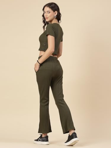 Image of Rigo Cotton Co-ord Set for Women | Round Neck, Slim Fit Tracksuit Co-ords Set for Women | Stylish Dresses for Women | Casual Wear, Beach Wear, Vacation Wear Outfit for Women
