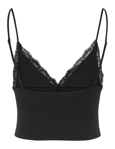 Only Onlvicky Lace Singlet V-Neck Acc, Black, L, czarny, L