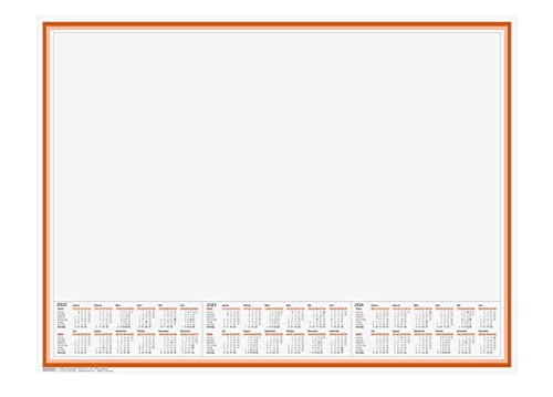 Preisvergleich Produktbild Schreibtischunterlage Schreibunterlage Papier 50 Blatt mit Kalender / 3 - Jahresübersicht für 2022 / 2023 / 2024 Größe 58,5 x 43,5 cm