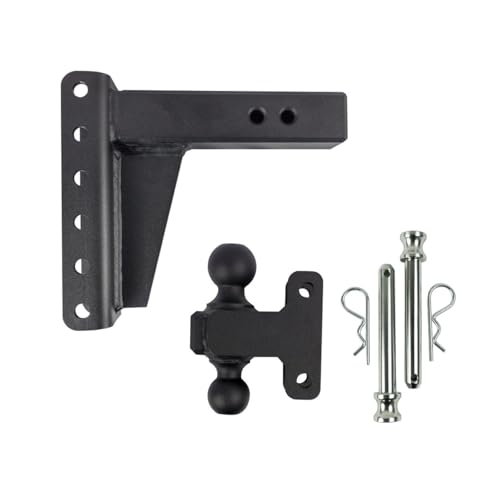 Image of BulletProof Hitches - 2.5 inch Adjustable Heavy Duty Trailer Hitch (22,000 lb. Rating) - 6 inch Drop /Rise Trailer Hitch with 2 inch & 2-5 /16 inch Dual Ball - Powder Coat, Solid Steel, Corrosion-Resistant
