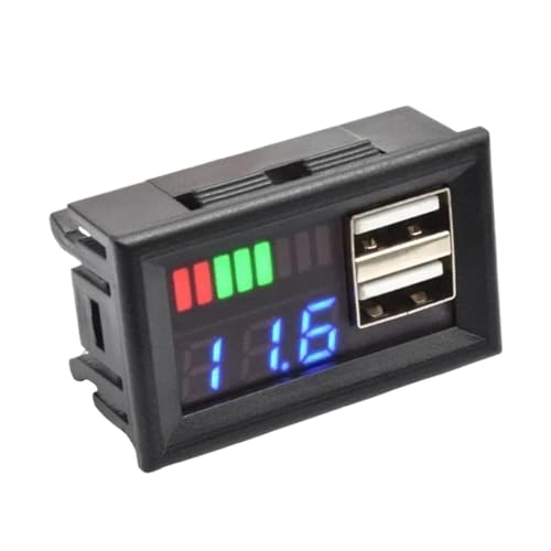 AEMALL Digital Lead Acid Lifepo4 Lithium Battery Capacity Indicator Dual USB Voltmeter Tester Voltage Meter 12V Car Electric Mot