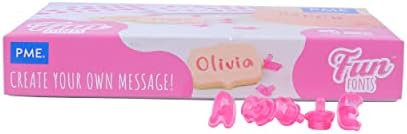 PME FF58 Fun Fonts-Alphabet Letters Upper and Lower Case for Cake Design, Set of 52, Collection 3, Plastic, Pink,X-Small