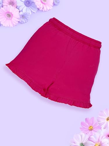Image of KiddoPanti Girls 100% Cotton Bottom Hem Frill Hot Shorts