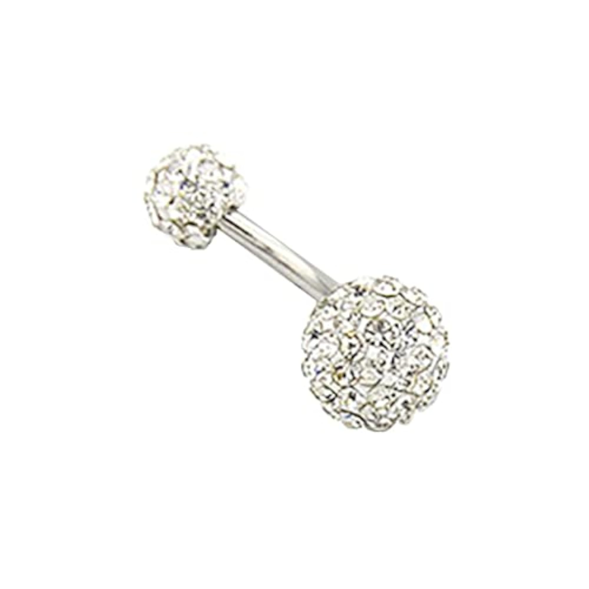 Crystal Ball Button Belly Navel Ring Bar, White