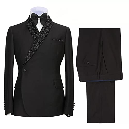 Rdzding Men's Suit Jacket 2 Piece Slim Fit Set Blazer Groomsmen One Button Daily Business Suits Blazer Party Jackets