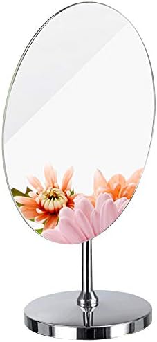 Free Standing Dressing Table Vanity Mirror,Oval Detachable Angle Adjustable Frameless Design for Bedroom Tabletop Bathroom Countertop Shaving Makeup Large 10x 6.5 Inch Reflective Area Chrome Finish