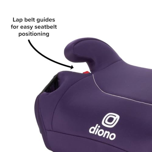 Image of Diono Solana, No Latch, Single Backless Booster Car Seat, Lightweight, Machine Washable Covers, Cup Holders, Purple Wildberry