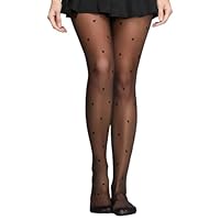 DOKRIN Collant e calzamaglie da donna,Calze jacquard nere con motivo a cuori, collant sottili per donna.