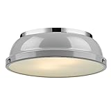 Golden Lighting 3602-14 CH-GY Duncan Flush Mount, Chrome with Gray Shade
