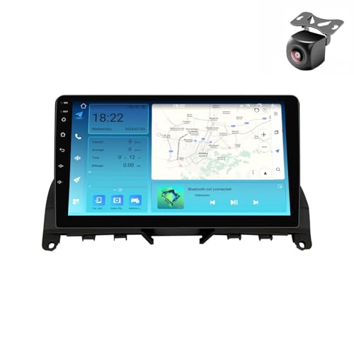 Android 12 System for Mercedes Benz C-Class 3 W204 S204 2006-2011 2 DIN Car Stereo with FM CarPlay Android auto GPS Navigation Touch Screen Upgrade Car Radio Multimedia Player (M500S 8core 4+64G)