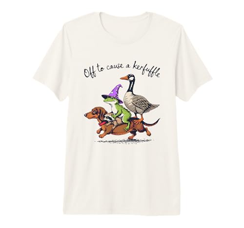 Wizard Frog Raccoon and Goose Riding Dachshund Dog Retro Premium Tri-Blend T-Shirt