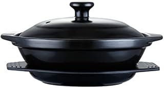 Tomaibaby Earthen Pot Clay Casserole Cookware: Heat Resistant Clay Cooking Pot Chinese Ceramic Stovetop Soup Pot Healthy Stew Pot for Home Kitchen 610ml