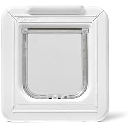 Cat Mate Elite Microchip Cat Flap with Digital Timer & LCD Display (355) - for Small to Average Sized Cats, Easy Installation in UPVC Doors, Glass, and Wood, White