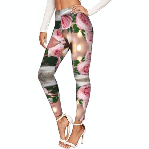 Leggings de rosas rojas para mujer ideales para entrenar en el gimnasio