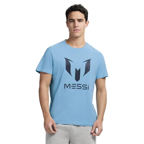 Image of Messi Men's Wingstar Logo Tee, Lifestyle Short Sleeve T-Shirt, Standard Fit with Graphic