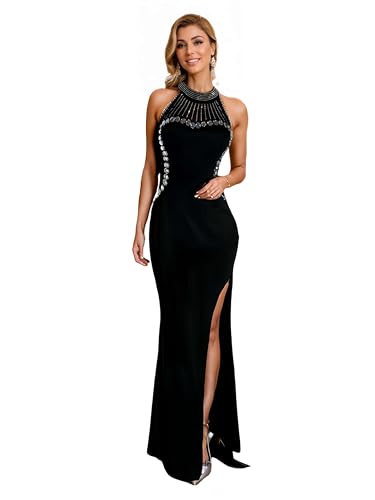 Image of Figdaw High Slit Sexy Evening Gowns Long Prom Dress for Women Formal Elegant