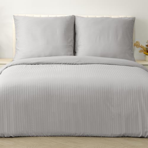 Good Nite Bettwäsche-Sets 200x200 Grau Gestreift Mikrofaser Bettwäsche...