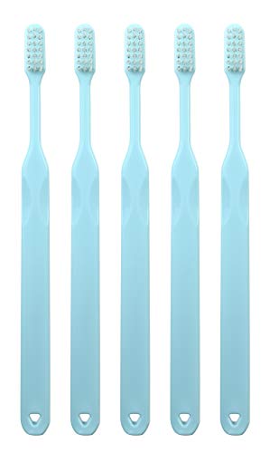 L ＡＰＩＳ：歯科専用ハブラシ コンパクトヘッド 日本製 ハンドルが長め フラット ペングリップ ふつう5本グリーン Sキャップ1個付LA-211（Amazon）