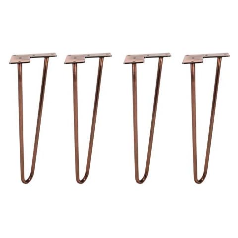 heimzeit Table legs made iron material [4 pieces] - Length: 40,6 cm - Color: Cooper - Hairpin legs in stylish industrial design for your individual DIY project - Powder-coated Cover