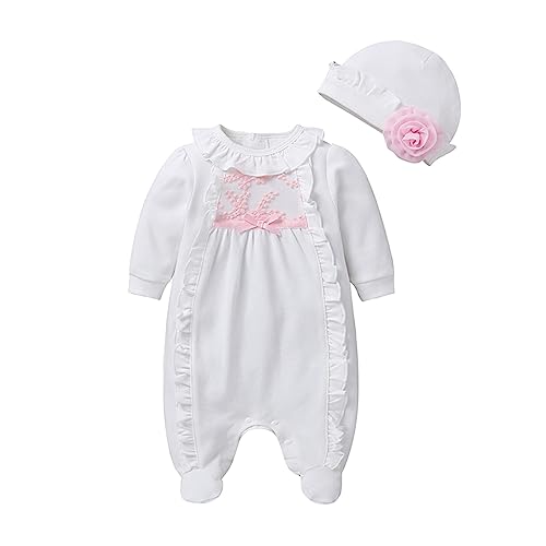 El Mejor Listado de Ropa de punto para Bebé para comprar hoy. 49 overol de punto para recién nacidos, para bebé y niña, para recién nacido, ropa neutra de género, Blanco, 0-3 meses
