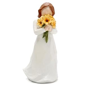 Hodao Resin Female Figurine Holding Flowers-Handcrafted Sculpture Statue for Home Decor-Elegant Resin Art Collectible for Shelf,Table or Mantel-Thoughtful Gift for Sympathy,Comfort,Remembrance (1) Hodao Resin Female Figurine Holding Flowers Handcrafted Sculpture Statue for Home Decor Elegant Resin Art Collectible for ShelfTable or Mantel Thoughtful Gift for SympathyComfortRemembrance 1