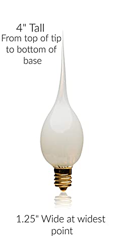 Silicone Light Bulbs for Candle Lamps, 7 Watts, 12 Pack Dipped Candle Bulbs for Window Candles, Candelabra, Handmade White Flame Shaped Design