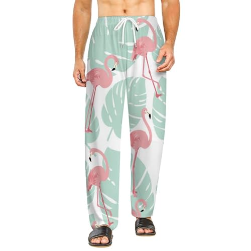 Bas de pyjama flamants rose pour femme long pantalon détente avec poches taille S