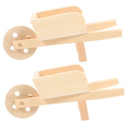 HANABASS 2pezzi Carriola in Miniatura in Legno Carriola Giocattolo Per Casa Delle Bambole Decorazione Da Giardino Educativo Per Tavoli