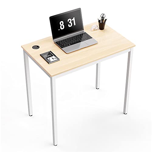 DESIGNA 31.5" Small White Desk, Home Office Work PC Computer Student Study Writing Table for Small Spaces Modern Simple Style for Adults Teens Kids Bedroom with Metal Frame, Natural Walnut DESIGNA 31.5" Small White Desk, Home Office Work PC Computer Student Study Writing Table for Small Spaces Modern Simple Style for Adults Teens Kids Bedroom with Metal Frame, Natural Walnut