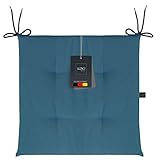 LILENO HOME 4er Set Stuhlkissen Mittelblau (40x40x4,5 cm) - Sitzkissen für Gartenstuhl, Küche oder Esszimmerstuhl - UV-beständige Indoor u. Outdoor Stuhlauflage als Stuhl Kissen (Laura FUM)