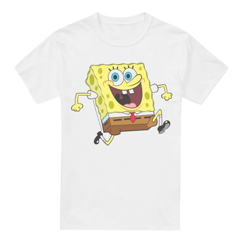 T-Shirt Mixte Bob l'Éponge Happy Running en Coton Confortable