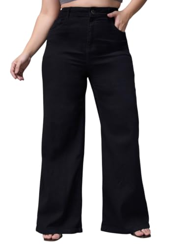 Image of Miss Chase A+ Women's Wide-Leg Mid Rise Regular Length Blast Effect Denim Jeans