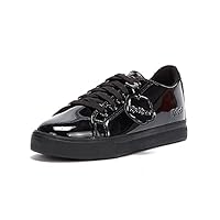 Kickers Girl's Tovni Lacer Patent Leather Trainer | Sporty Sneaker-Inspired Style | Secure Lace-Up Fit, Cushioned for All-Day Wear, Black, 2.5 UK Child