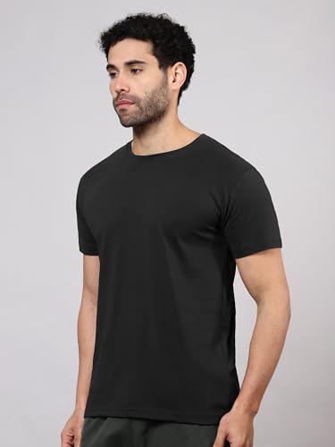 Image of BEYOUNG Cotton Regular Fit Plain T-Shirt for Men | Flexible Round Neck | Casual T-Shirt | Solid T-Shirt | Half-Sleeves | Stylish T-Shirt