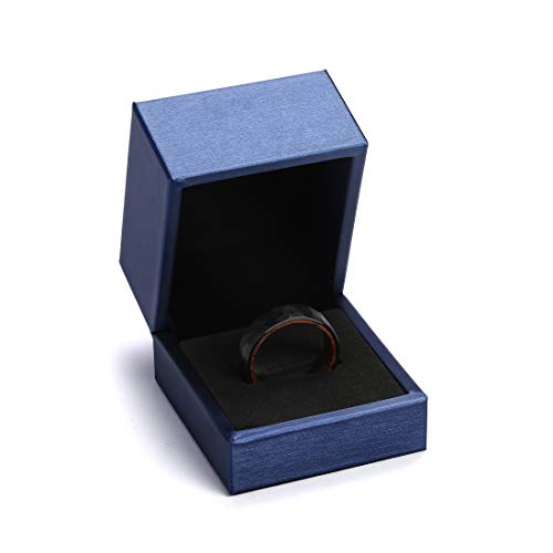 LerchPhi Hammered Tungsten Rings for Men, KOA Wood Rings Inlay Black Mens Wedding Band, 8MM Promise Rings For Him Size 14 - Thumbnail 6