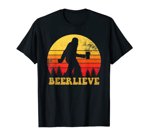 Beerlieve Vintage Beer Bigfoot UFO Believer Lustiges Bier T-Shirt