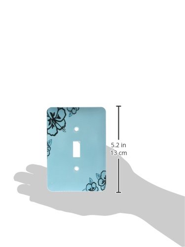 Interrupteur turquoise fleurs noires remplace plaque standard - 3