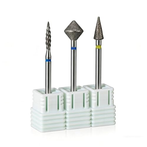 Klimonla 3pcs Nail Drill Bits Set Diamond Coated for Gel Polish & Acrylic Remova