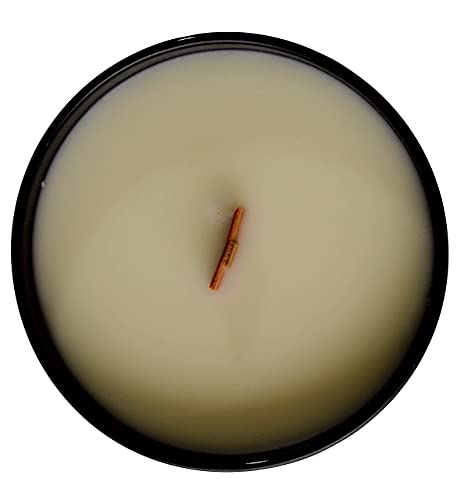 Hearthfire - Sandalwood Scented Soy Candle Infused W/Natural Oils W/ Wood Wick- Dark Sweet Creamy Aromatherapy - Hand Poured In The Usa In Glossy Black Jar W/ Lid #TOP1