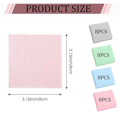 AFCJLTO 32 unidades Paño de Limpieza de Joyas - Reutilizable y Antioxidante，Kit de Limpieza de Joyas para Perlas y Joyería de Platino，Polishing Cloth para mantener tus joyas brillantes - imagen 6