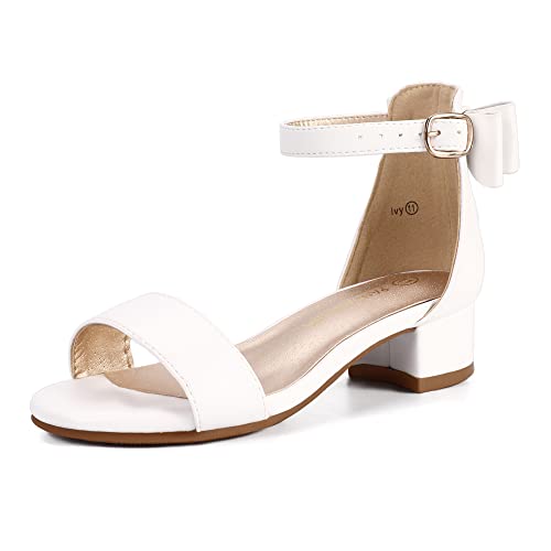 PANDANINJIA Girls Dress Shoes Bow Toddler Kids White Heels Sandals Size 4 by PANDANINJIA - Used condition - US$25.08