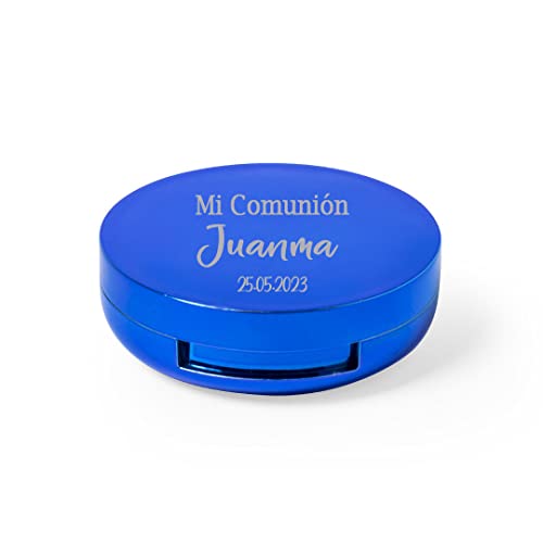 Curia Grabador Bálsamo Labial Personalizado para Comunión con Protección Solar SPF15 y Aroma a Vainilla. Lote de 10 Bálsamos Labiales en Azul. Perfecto para Bodas, Bautizos y Comuniones.