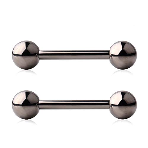 Ruifan Grade 23 Titanium Externally Threaded Shield Barbell Ring Bar Body Piercing 14G 9/16Inch 2PCS