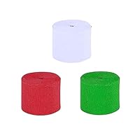 HugeDE 9 Rolls 4.5cm x 25m Crepe Paper Streamers Wedding Party Crepe Paper Birthday Party Streamers Backdrop Decorations for Baby Shower Graduation Red White Green