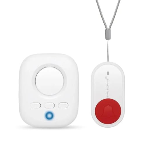Image of SMILEDRIVE Wireless Caregiver Alarm Bell Pager for Elderly|Emergency SOS Call Button|Nurse Alert for Patients /Disabled /Senior Citizens-500+ft 1receiver 1transmitter|No WiFi /Bluetooth /Internet Needed