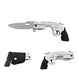 Blazing Steel Revolver Folding Knife 44 Mag Assist Open Pocket Knife Tool (Silver)
